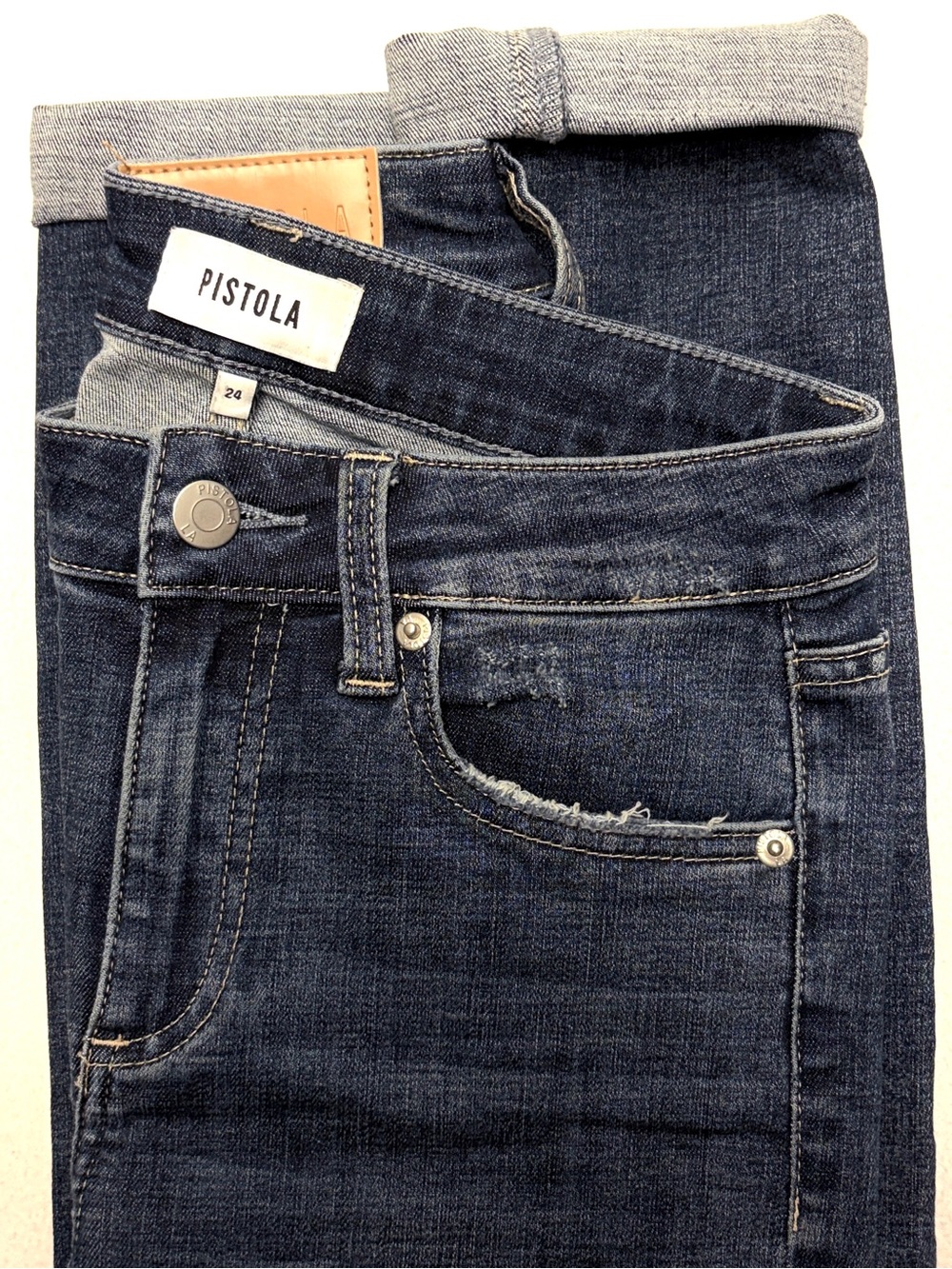 Pistola Distressed Skinny Jeans Womens 24 Dark Wash Stretch Denim